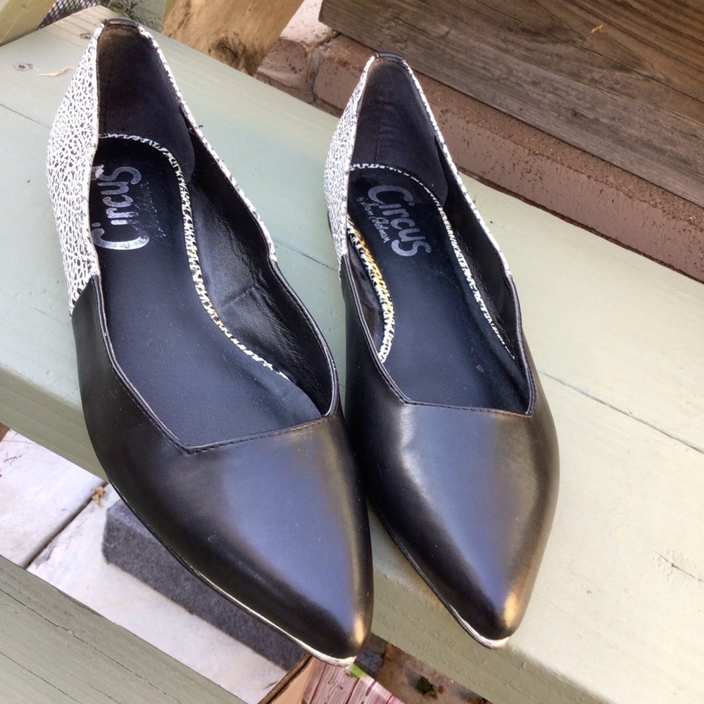 Circus by Sam Edelman Women's Flats Ellissa Pointed Toe Shoes Black/White Sz 8M